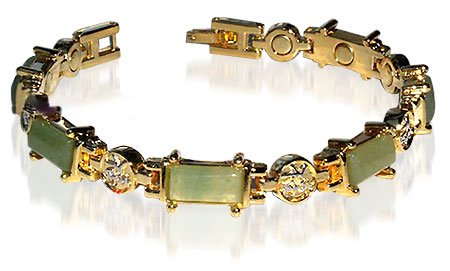Green Jade Magnetic Link Bracelet 7.5