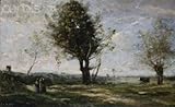 Wallmonkeys Peel and Stick Wall Decals - La Rencontre Au Bord Du Chemin by Jean Baptiste Camille Corot - 72