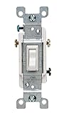 Leviton 1453-2WM 15 Amp, 120 Volt, Toggle Framed 3-Way AC Quiet Switch, Residential Grade, Grounding