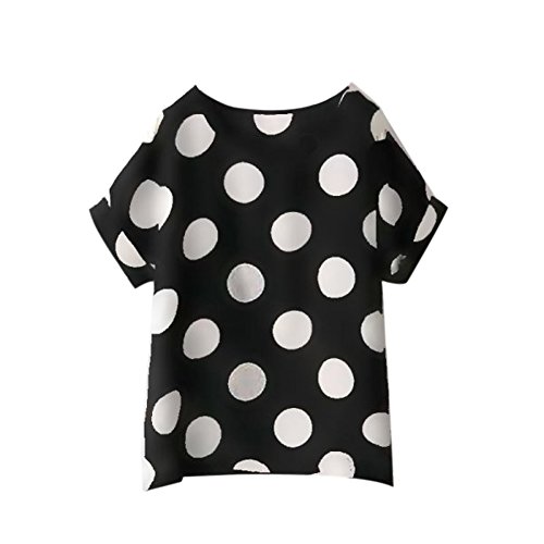ROPALIA Girls Short Sleeve Circles Print Chiffon T-shirts Batwing Loose Tops