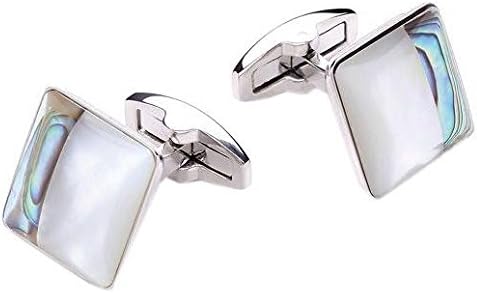 White/Blue/Silver Mother of Pearl and Abalone Detail Square Cufflinks by Gaventa London