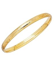 Kids Florentine Engraving 14K Gold Bangle