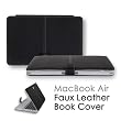 CaseCrown Faux Leather Book Cover (Black) Clip On Case for Apple MacBook Air MC969LL/A 11.6-Inch Laptop (NEWEST VERSION)