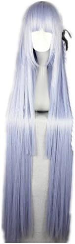 Kirigiri Kyoko Dangan Ronpa Cosplay Wigs 100cm Long Straight Purple Hair with Braid