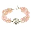 Handmade Pink Opal Bracelet With Etched Silver Accent Bead