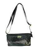 Vecceli Italy Crocodile Skin Embossed Black Sling Handbag Designed by Ronella Lucci SL-109CROCBLK