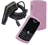 Pink Silicone Skin Cover Case and Car Charger for Blackberry 8800 8830 8820