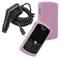 Pink Silicone Skin Cover Case and Car Charger for Blackberry 8800 8830 8820