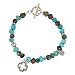 Turquoise Gemstone Beaded Bracelet with Open Design Cross in Sterling Silver, 7" Length, #7553