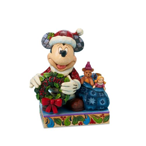 Disney Traditions by Jim Shore 4016565 Mickey Dressed as Santa Holding a Wreath Figurine, 9-1/2-Inch