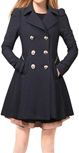 Babyhclub Women OL Slim Double-Breasted Trench Coat Pleated Outwear Overcoat
