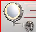 Lighted 5X Make up Mirror in Satin Nickel Finish for Makeup