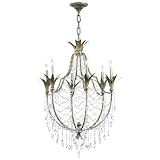 Luciana Antique Gold Champagne Deco Style 6 Light Crystal Chandelier