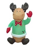 4 Foot Christmas Inflatable Cute Smiling Reindeer w/ Holly Garden Blow-up Decor