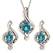 Jewelry : 10k White Gold Blue Topaz Pendant and Earring Set