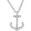 Platinum Diamond Anchor Necklace - 0.12 Ct.