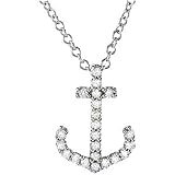 Platinum Diamond Anchor Necklace - 0.12 Ct.