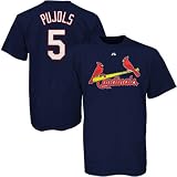 Majestic St Louis Cardinals #5 Albert Pujols Navy Blue Players T-shirt