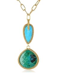Annie Hammer Jewelry Turquoise and Chrysocola Necklace, 15"