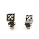 18K White Gold Oxidated Four Stones Black Diamond Square Stud Earrings (0.42 cttw)