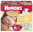Huggies Little Snugglers Diapers, Newborn (Up to 10 lbs.), 108 ct