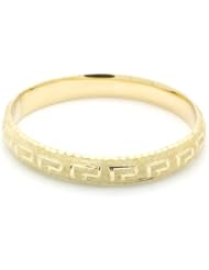 14K Yellow Gold 10mm Diamond Cut Greek Simbol 2.5 Diameter Adjustable Bangle Bracelets