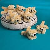 AKC Golden Retriever Puppies on a Bed by Steiff