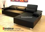 New Modern Black Leather Sectional Sofa Set S1506RB