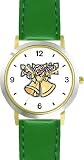 Wedding Bells and Roses Flower WATCHBUDDY® DELUXE TWO TONE THEME WATCH Arabic Numbers Green Leather Strap Size Large 41pMIc5TZ%2BL. SL160 Wedding Bells and Roses Flower WATCHBUDDY® DELUXE TWO TONE THEME WATCH Arabic Numbers Green Leather Strap Size Large