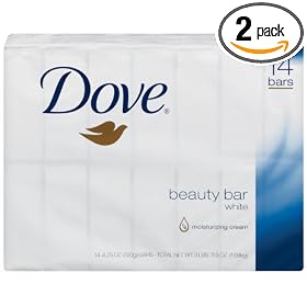 Dove Beauty Bar, White, 4.25-Ounce Bars in 14-Count Packages (Pack of 2)