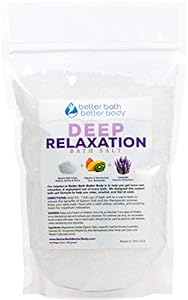 Deep Relaxation Bath Soak Epsom Salt With Lavender Essential Oils & Vitamin C - 100% All Natural No Perfumes & Dyes - Relieve Tension & Stress Naturally - 1 Lb Package