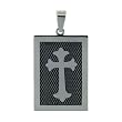 Inox Jewelry 316 Stainless Steel Trefoil Cross Textured Bar Pendant