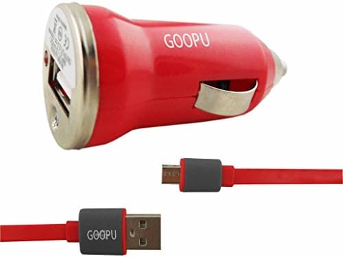 GOOPU 3.3 Feet lightning to usb and micro usb 2-in-1 cable with mini car charger for iPhone 5/5s/ 5c/6/6 plus/iPods/iPads,Samsung Galaxy Note 2,Note 4,Note Edge,S3/S4/S6/S6 Edge(Red)