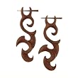 ROMANG - Organic Hand Carved Sono Wood Earrings with Wood Post - From Indonesia - Sold as a Pair - 20mm x 60mm