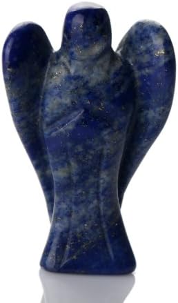 1.4" Lapis 2014 Angel Statue Feng Shui Crafts Natural Stone Carved Figurine Chakra Carving Stones Healing Reiki Free Pouch