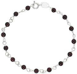 Sterling Silver, 3/16" (4 mm) Wrapped Natural Garnet Bead Necklace, Bracelet, Anklet (Available in All Sizes)
