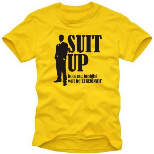 coole-fun-t-shirts Herren t-shirt How I met your mother - SUIT UP -gelb , GR.M Preisvergleich