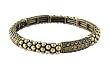Bracelet - B140 - Antique Gold Tone Metal & Crystal Stones - Stretch ~ Topaz