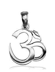 Medium Classic Yoga Ohm, Om, Aum Charm, 14mm x 14mm in Sterling Silver