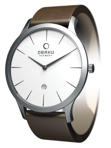 Obaku By Ingersoll Gents Silver Dial Brown Leather Strap Watch