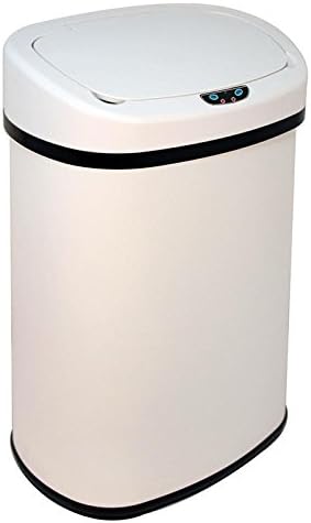 White 13-Gallon Touch-Free Sensor Automatic Stainless-Steel Trash Can Kitchen 50R