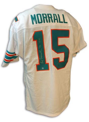 Autographed Earl Morrall White Throwback Dolphins Jersey