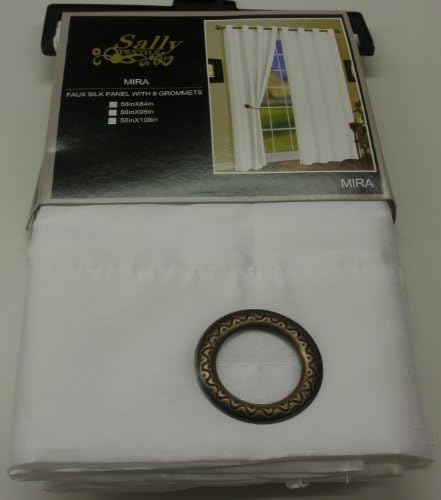 One Mira Faux Silk Grommet Top Curtain Panel 58 Inches Wide x 84 Inches Long, White