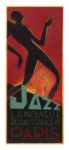 Jazz-Paris by DON KILPATRICK III. Size 10.50 X 25.00 Art Poster Print on Canvas