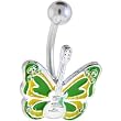 Green Yellow Guitar Butterfly Belly Ring