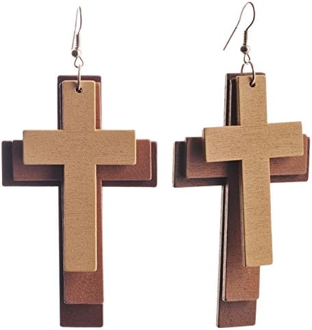 MDRN Faith Trinity Brown Ombre Cross Earrings - Handmade Jewelry - Gifts That Give Back to Charity
