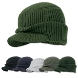 2 ply Black military cadet beanie visor cap