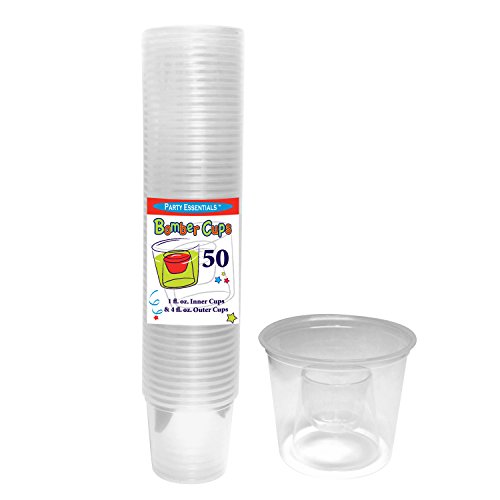 Party Essentials N450 Bomber Cups, Soft Plastic, 4 oz, Clear (10 Packs of 50)