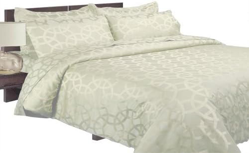 Gramercy Park Circle Jacquard 300 Thread Easy Care Cotton King Sheet Set, Cream