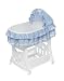 Badger Basket Portable Bassinet 'N Cradle with Toybox Base, Blue Waffle Ruffled